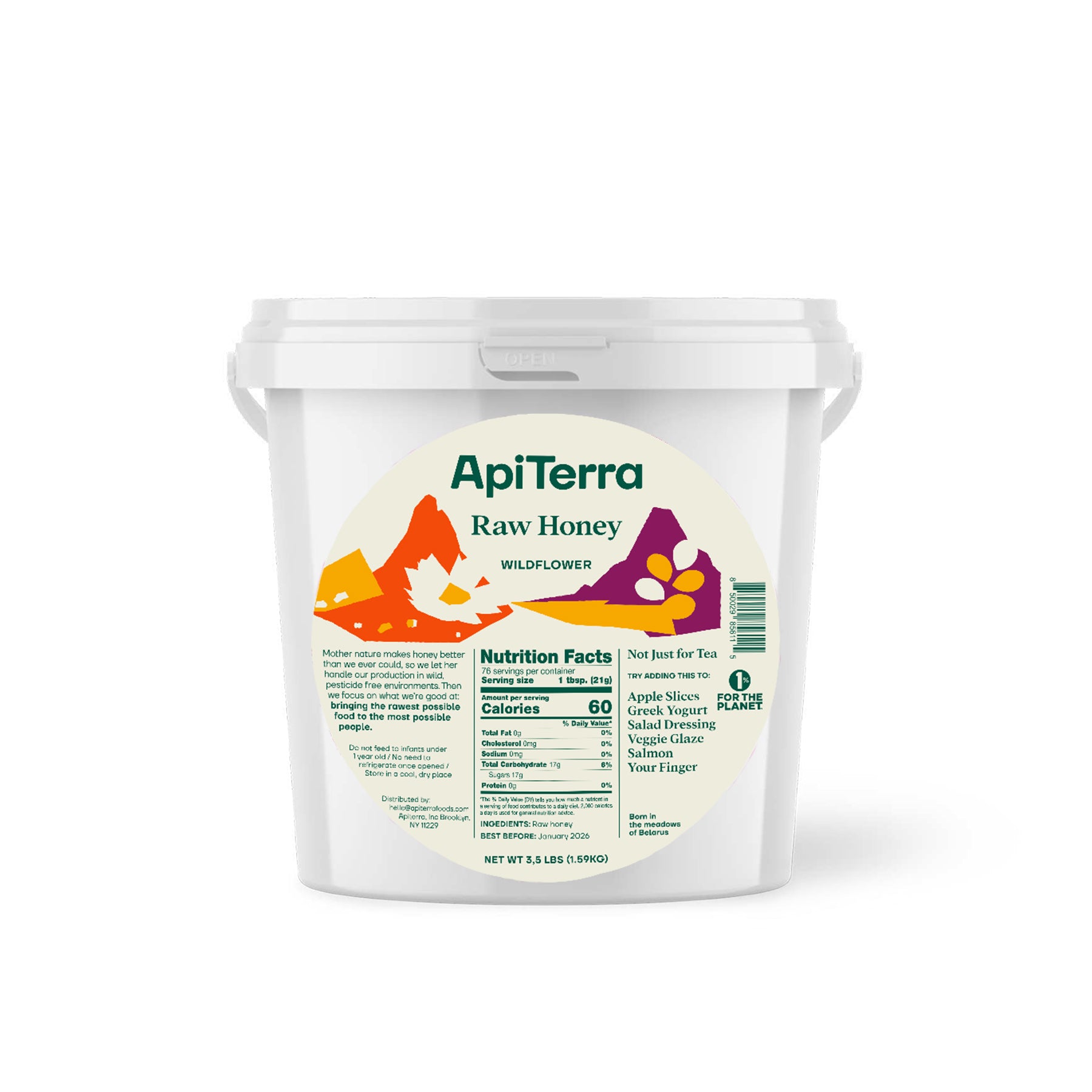 Raw Wildflower Honey, Unfiltered & Pure, 3.5 lb | ApiTerra