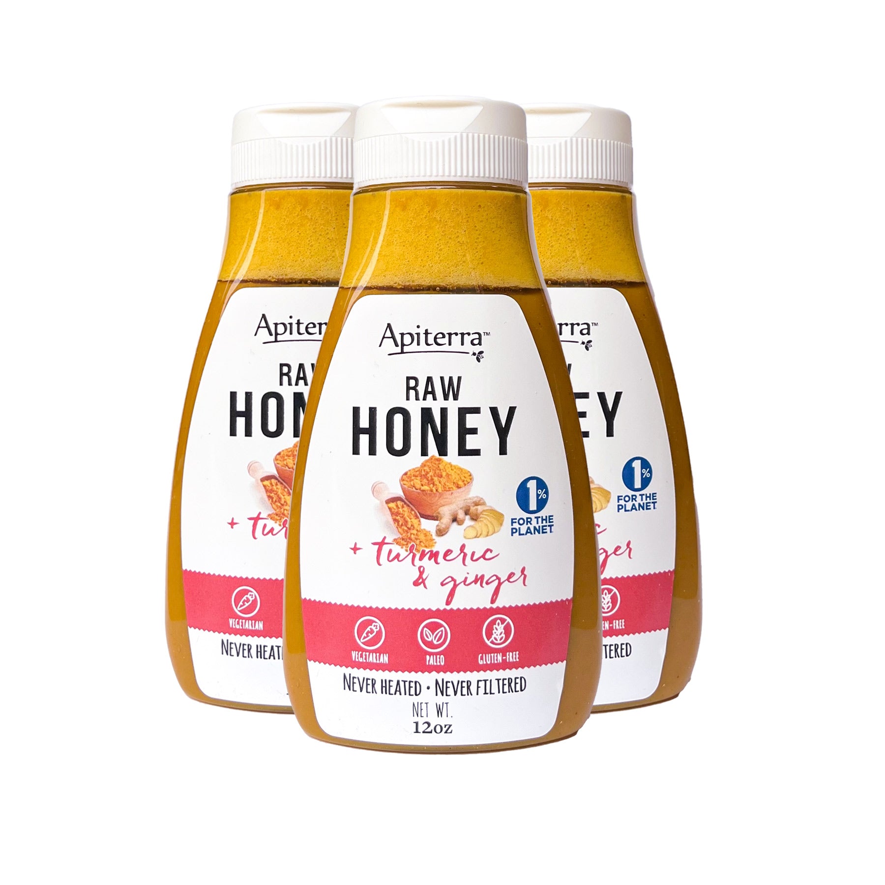 Turmeric Ginger Raw Honey 12 oz pack of 3